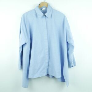 Planet Lauren G Signature Shirt Blue Cotton OSFA Boxy Lagenlook Minimal Lagom